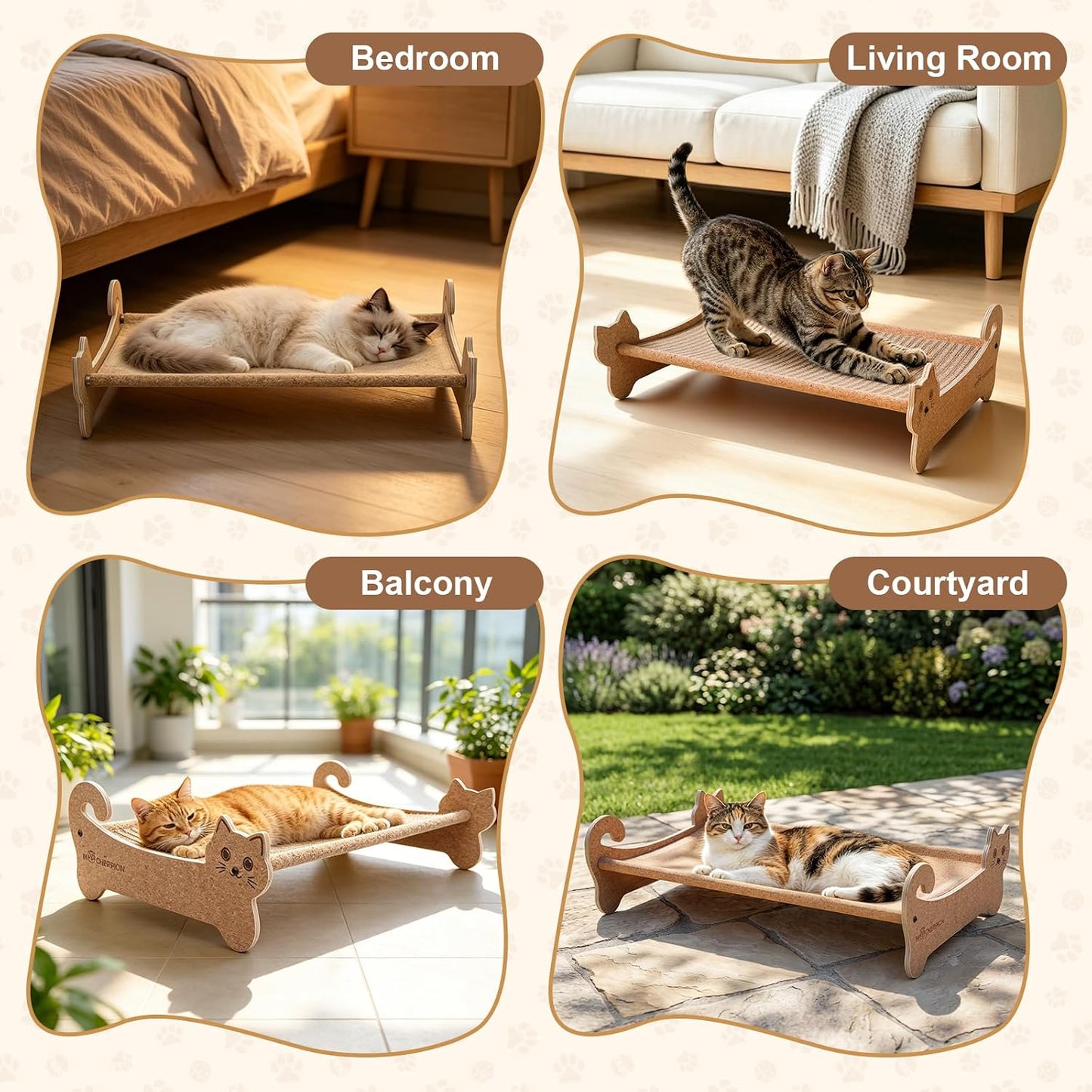 Cork Cat Scratcher Bed 2In1 Larger-Scratching Post-Cat Furniture | Cat Sofa-Cat Basket Bed-Cat Scratching Board-Cat Scratcher for Indoor-Cat Hammock Scratch Pad-Cat Sofa Scratcher-Eco Friendly