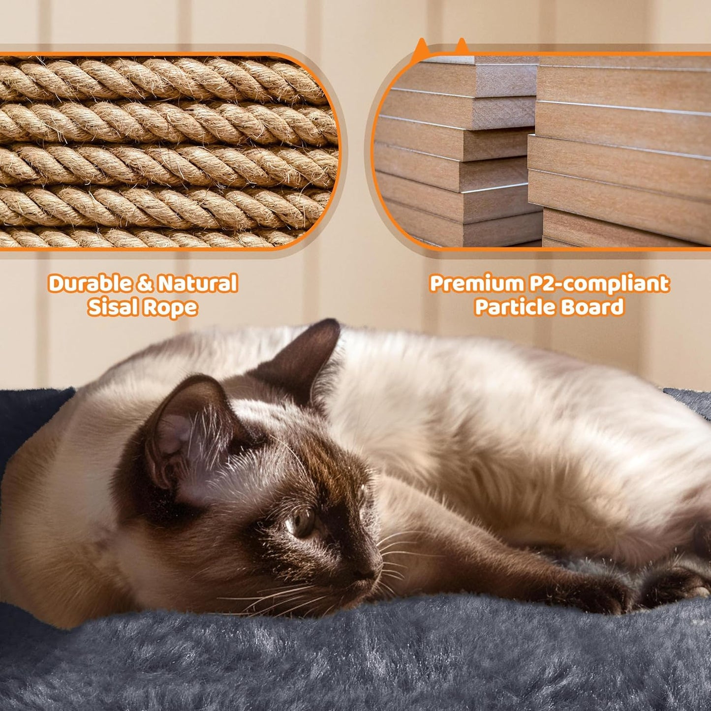 Yaheetech 69-Inch Cat Tree Tower with 2 Condos, Scratching Posts & Cat-Ear Perches - Sturdy, Soft, Easy to Assemble for Large Cats & Multi-Pet Homes - Dark Gray