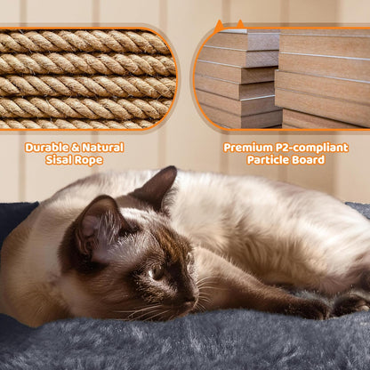 Yaheetech 69-Inch Cat Tree Tower with 2 Condos, Scratching Posts & Cat-Ear Perches - Sturdy, Soft, Easy to Assemble for Large Cats & Multi-Pet Homes - Dark Gray