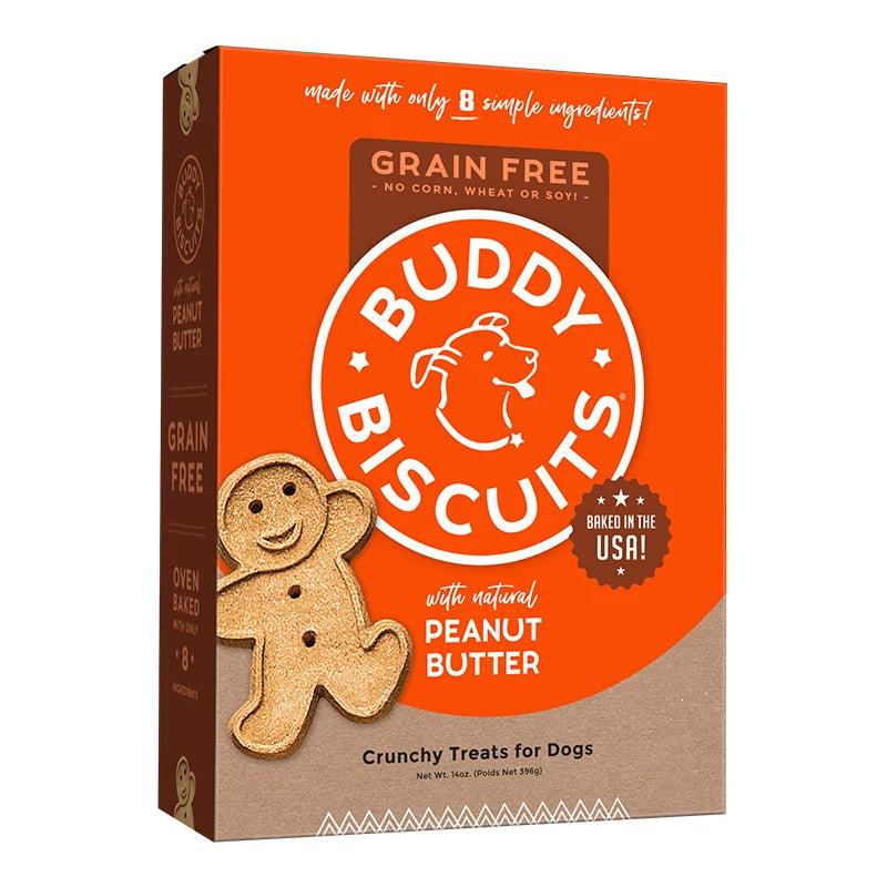 Grain-Free Oven Baked Buddy Biscuits with Homestyle Peanut Butter Dog Treats; 14Oz. Box