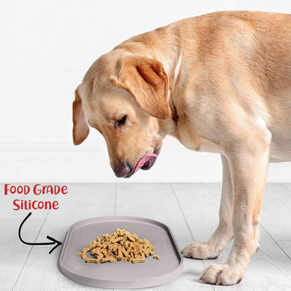 Dog Food Mat - Waterproof Dog Bowl Mat, Silicone Pet Mat for Food and Water Bowls, Nonslip Pet Feeding Mat with Edges, Dogs Food Mats for Floors, Puppy Supplies (Small, Dove)