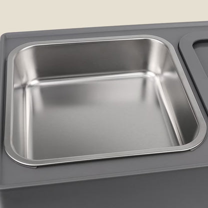 Elevated Dog Bowls with Stainless Bowl, Adjust 4 Heights for Small Medium Large Dogs, Gray