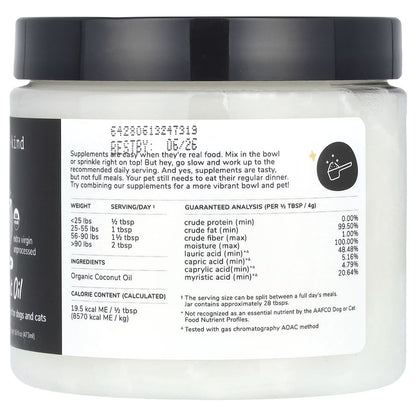 Coconut Oil for Dogs and Cats - Supplement for Dogs and Cats with Coconut Oil Organic - Vet Recommended for Skin, Coat and Healthy Joints