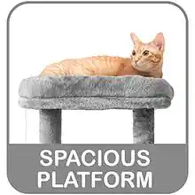 37 In. Beige Cat Tower for Indoor Cats, Modern Cute 37 In. Small Cat Tree with Widened Perch