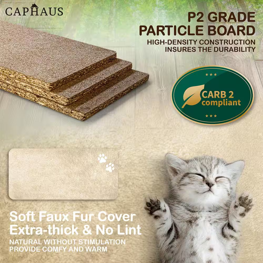 37 In. Beige Cat Tower for Indoor Cats, Modern Cute 37 In. Small Cat Tree with Widened Perch