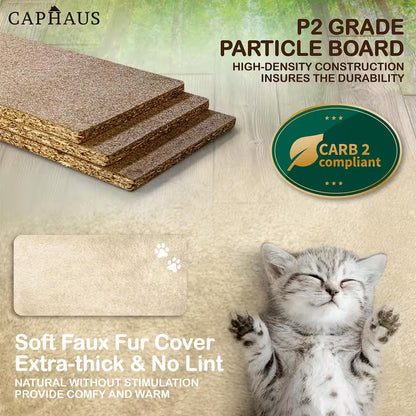 37 In. Beige Cat Tower for Indoor Cats, Modern Cute 37 In. Small Cat Tree with Widened Perch