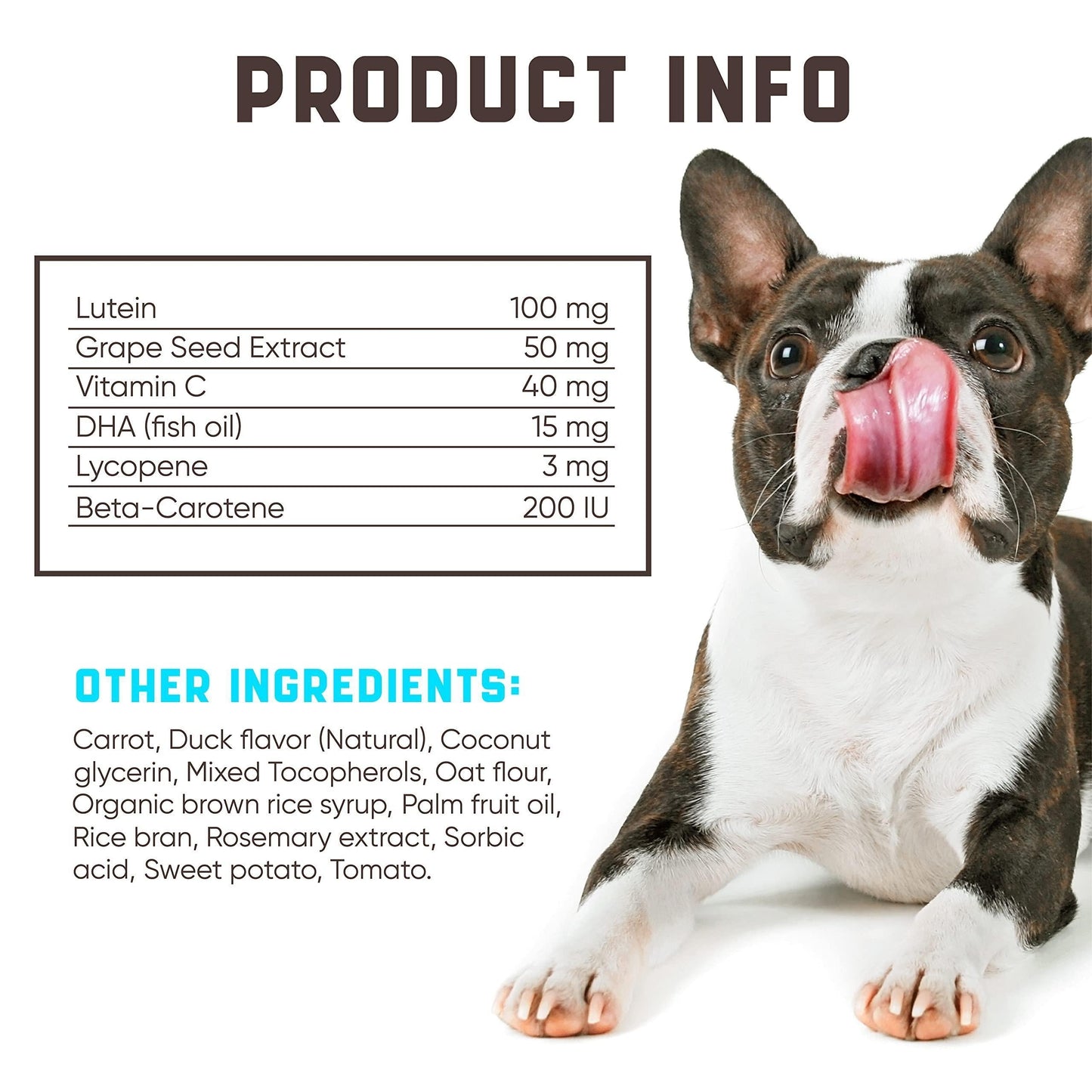 Eye Vitamins for Dogs Vision Supplement Tear Stain Support Duck Flavor