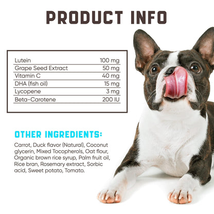 Eye Vitamins for Dogs Vision Supplement Tear Stain Support Duck Flavor