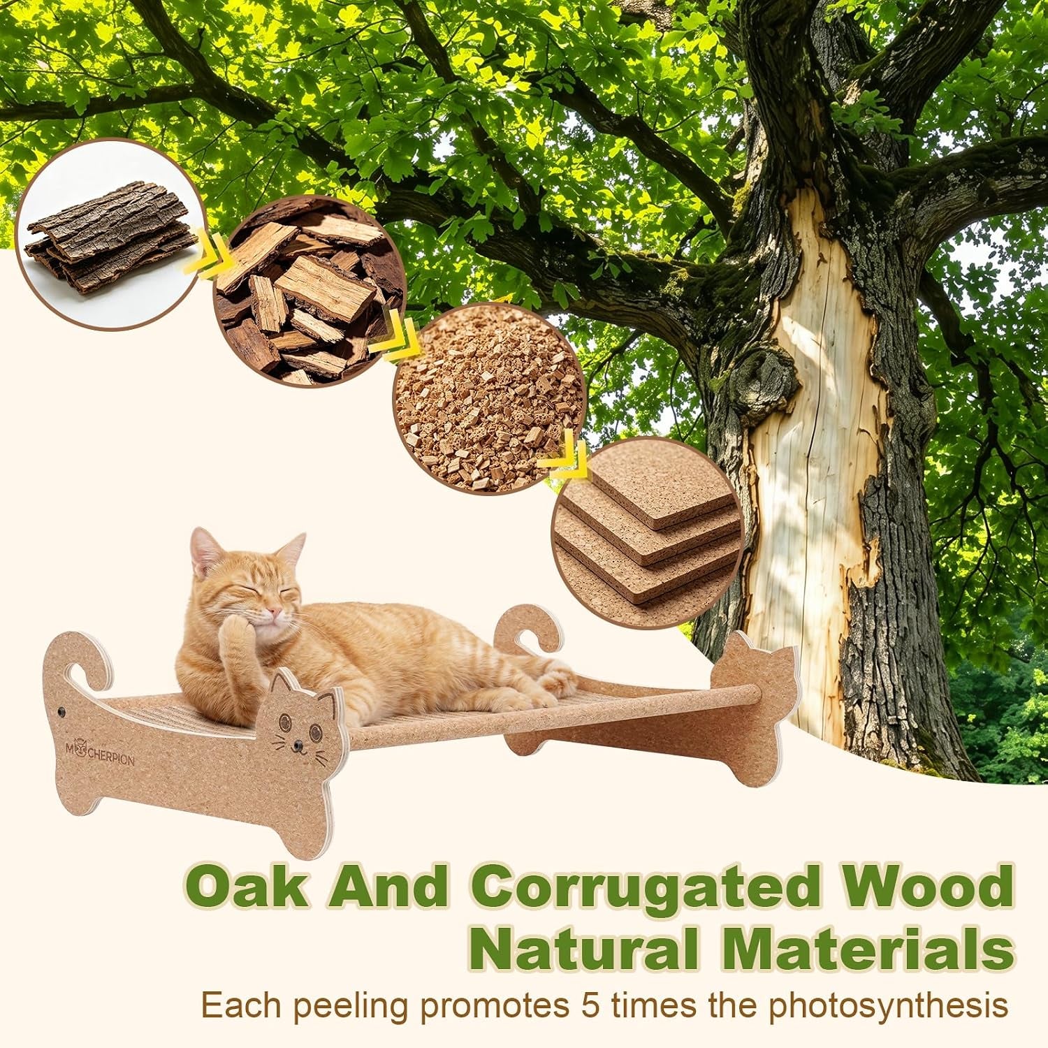 Cork Cat Scratcher Bed 2In1 Larger-Scratching Post-Cat Furniture | Cat Sofa-Cat Basket Bed-Cat Scratching Board-Cat Scratcher for Indoor-Cat Hammock Scratch Pad-Cat Sofa Scratcher-Eco Friendly