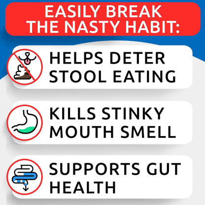 Coprophagia Deterrent Chews for Dogs - Stop Poop Eating - Probiotics, Enzymes & Digestive Health - Breath Aid (180 Ct)