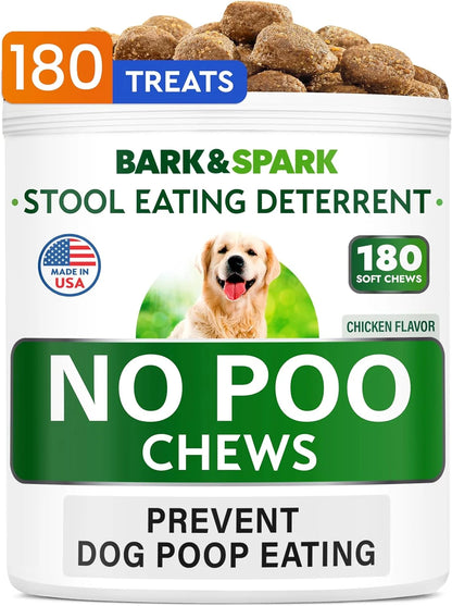 Coprophagia Deterrent Chews for Dogs - Stop Poop Eating - Probiotics, Enzymes & Digestive Health - Breath Aid (180 Ct)