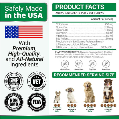 Dog Allergy Relief Chews 2-Pack Itchy Skin Relief Omega-3 Fish Oil Skin & Coat