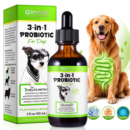 3-In-1 Liquid Probiotic for Dogs | Supports Digestive Health & Gut Comfort - 60Ml (1 Pack)