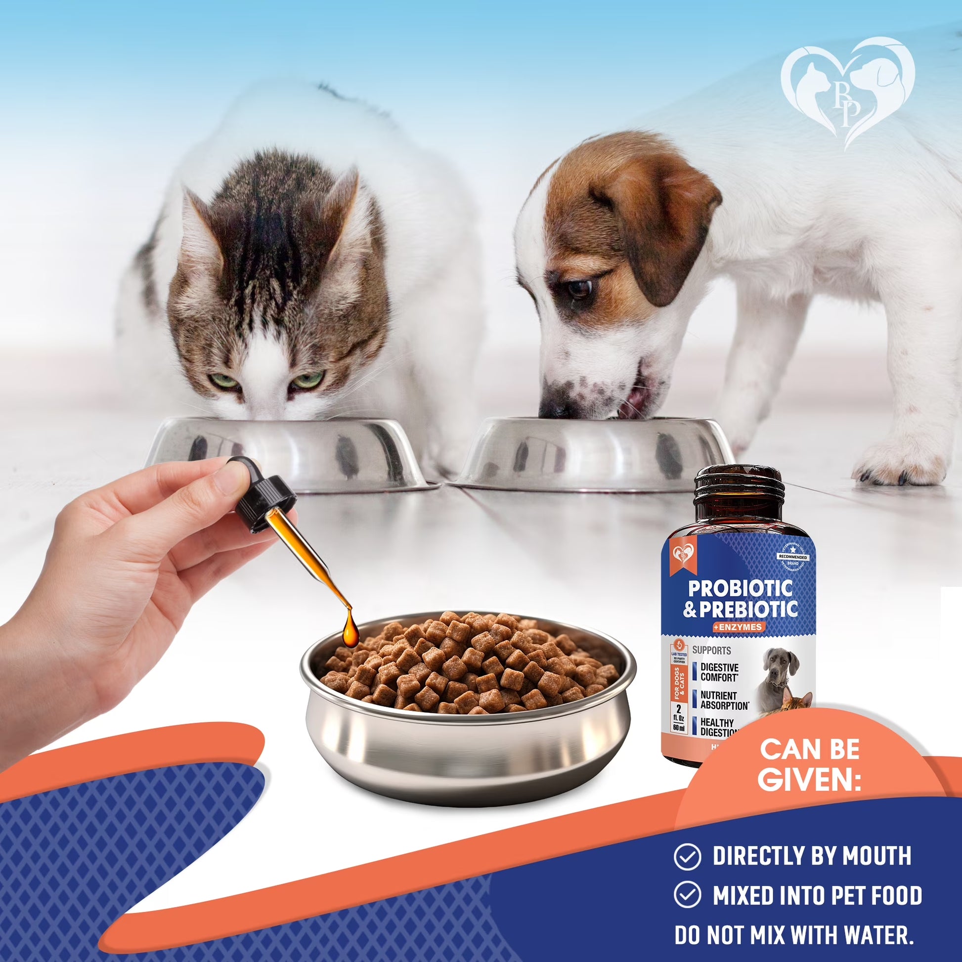 Probiotics & Prebiotics with Enzymes for Dogs and Cats - Digestive & Gut Flora Support Pet Food Supplement - Supports Digestive Comfort