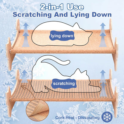 Cork Cat Scratcher Bed 2In1 Larger-Scratching Post-Cat Furniture | Cat Sofa-Cat Basket Bed-Cat Scratching Board-Cat Scratcher for Indoor-Cat Hammock Scratch Pad-Cat Sofa Scratcher-Eco Friendly