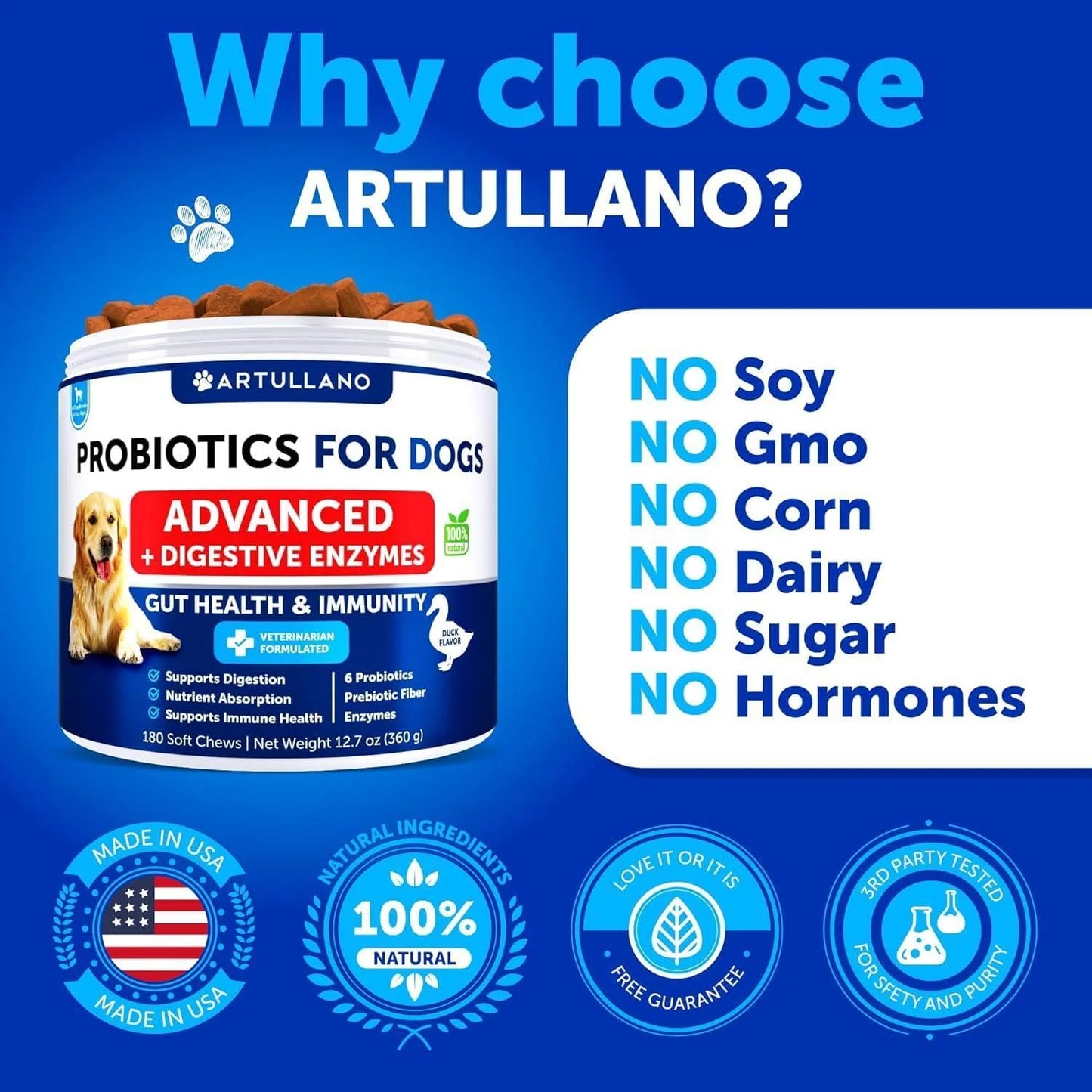 Probiotics for Dogs Gut Health Itchy Skin & Immune Support