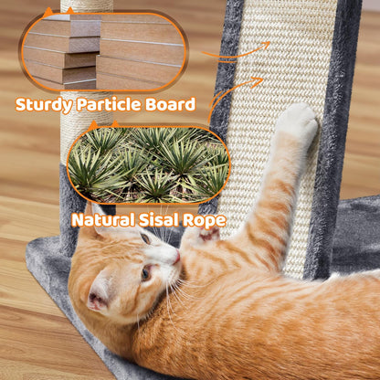 Yaheetech 69-Inch Cat Tree Tower with 2 Condos, Scratching Posts & Cat-Ear Perches - Sturdy, Soft, Easy to Assemble for Large Cats & Multi-Pet Homes - Dark Gray