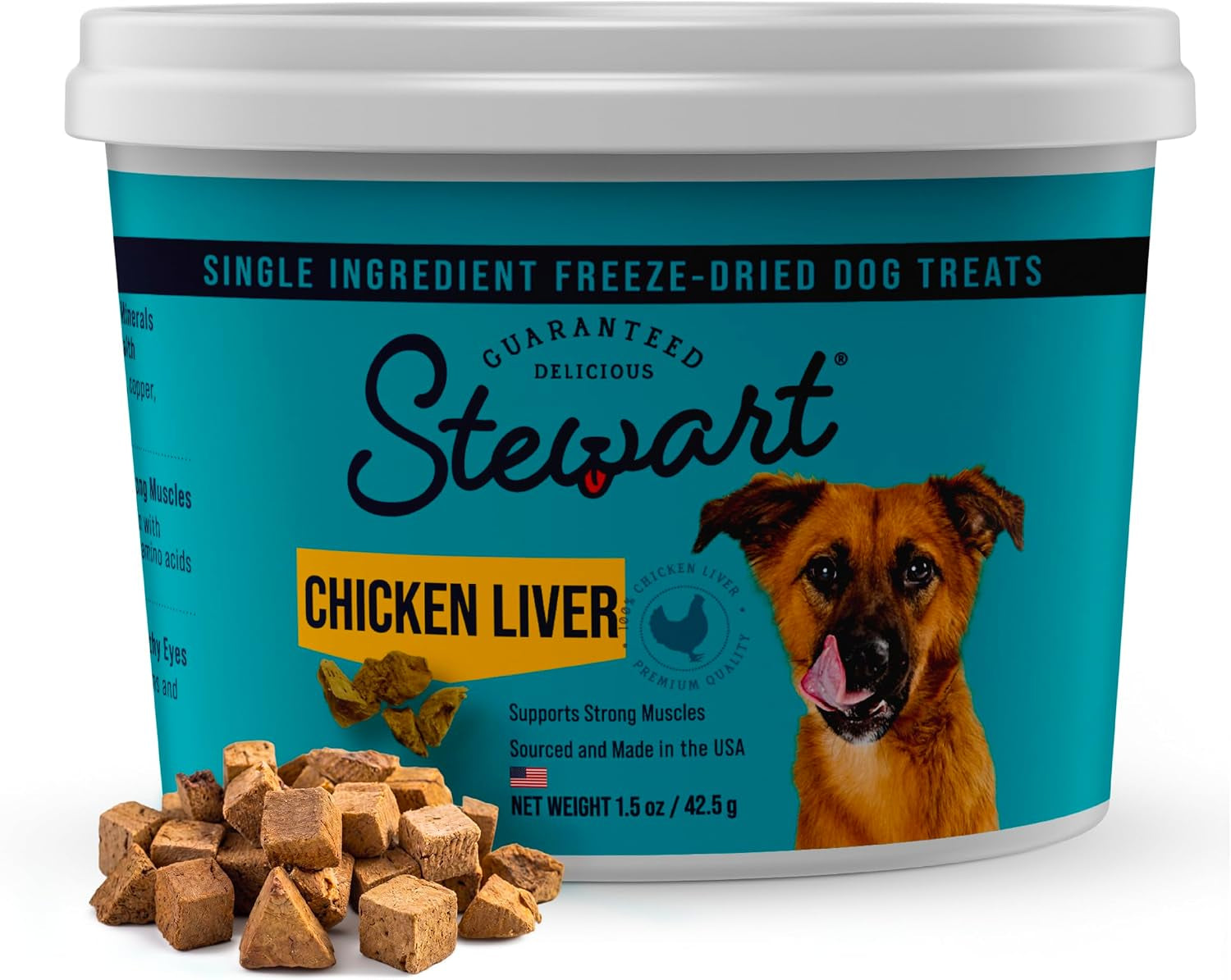Freeze Dried Dog Treats, 100% Chicken Liver, 1.5 Oz Tub | Premium Quality Raw Protein, Single Ingredient, High Protein Training Treats & Food Topper, No Refrigeration, Cat Friendly