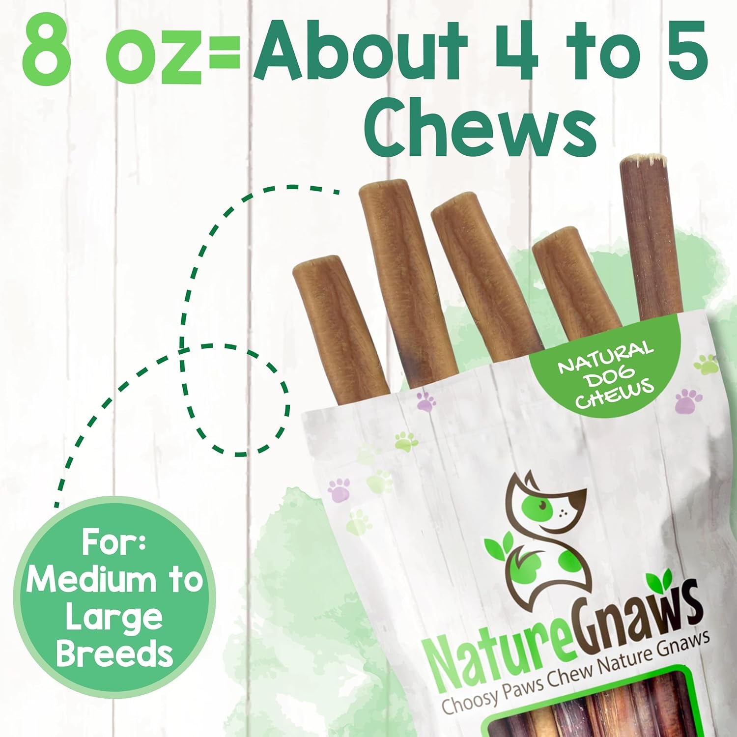 Bully Sticks 11-12" Long Lasting Rawhide Free Dog Chews, 8 Oz