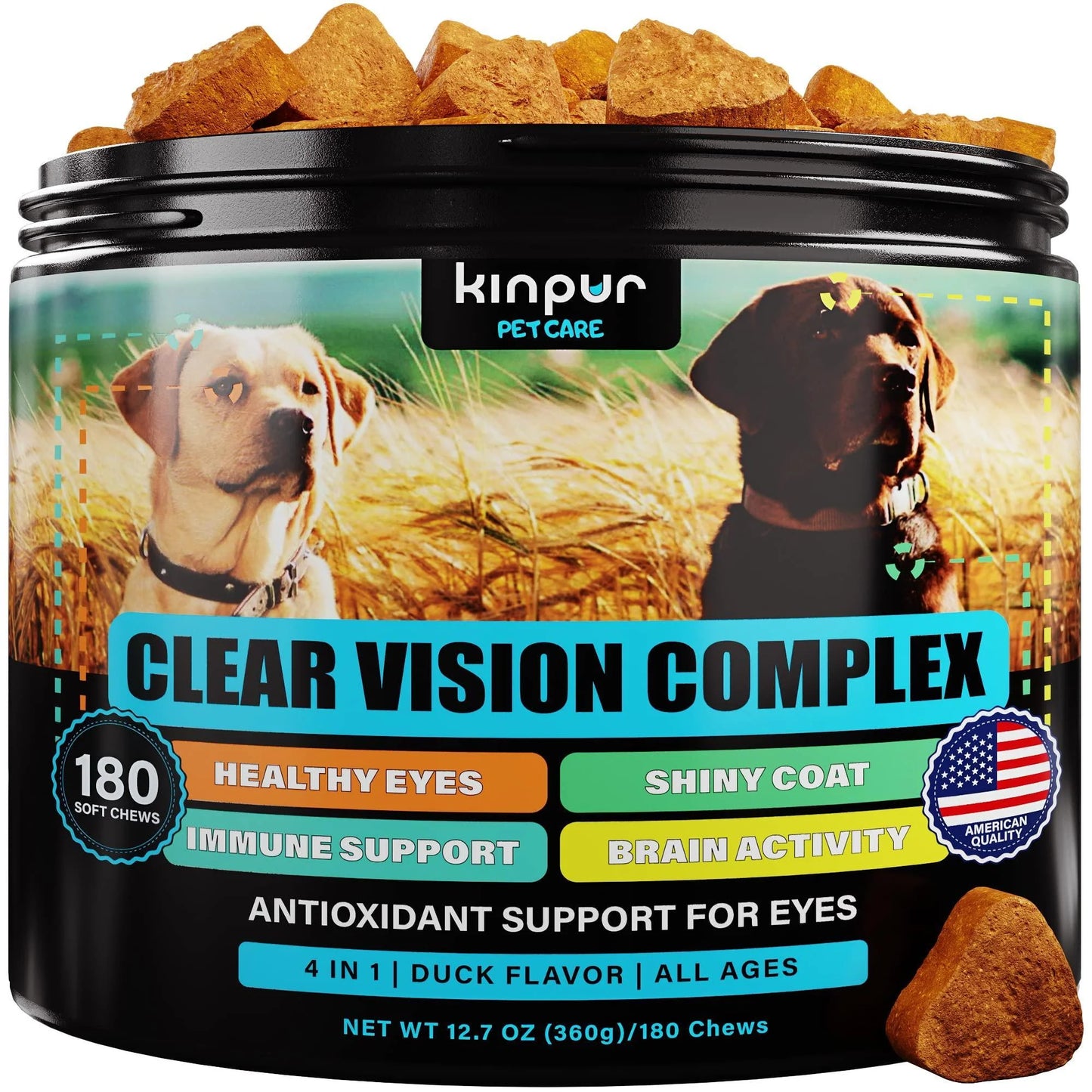Eye Vitamins for Dogs Vision Supplement Tear Stain Support Duck Flavor