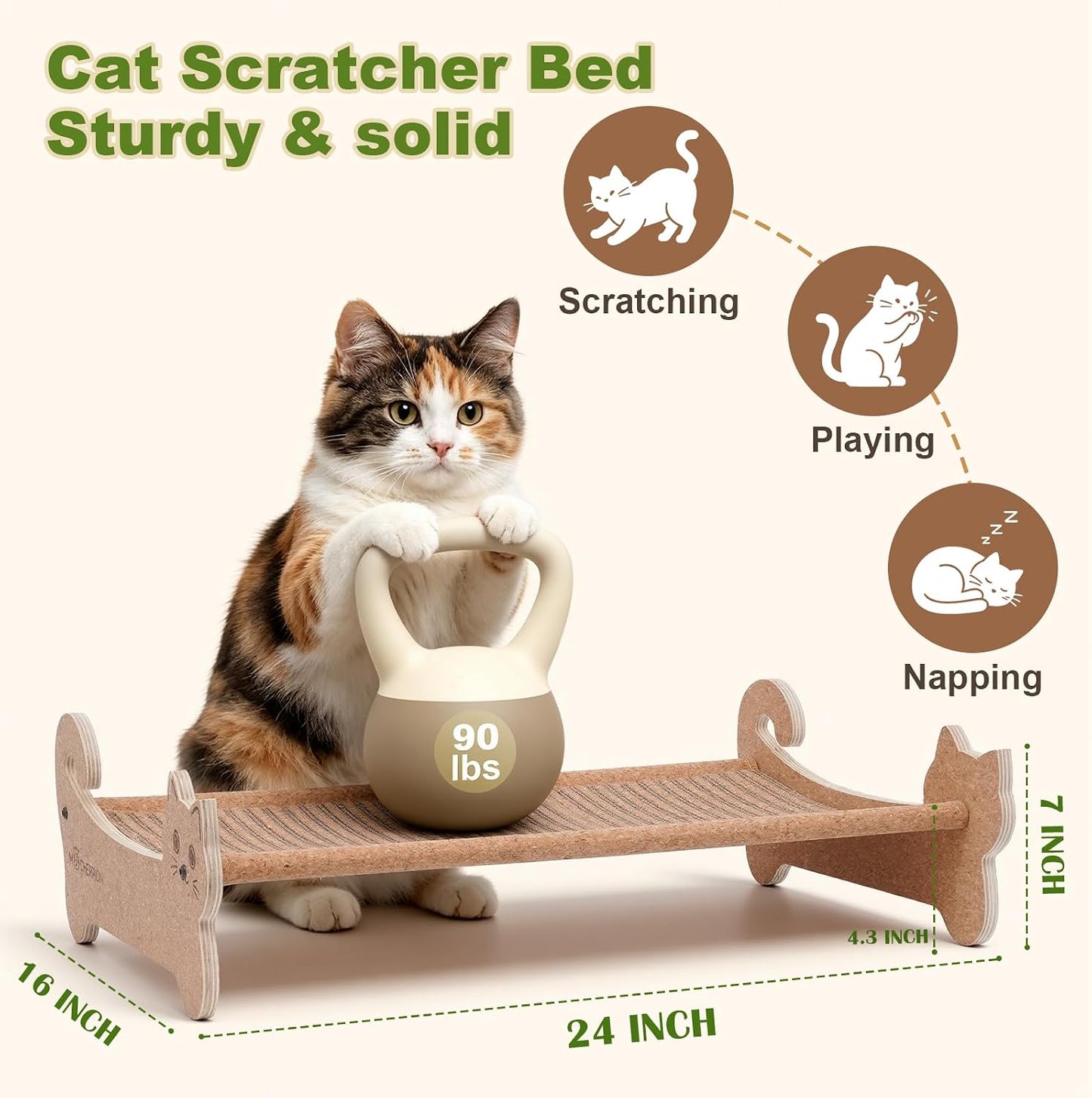 Cork Cat Scratcher Bed 2In1 Larger-Scratching Post-Cat Furniture | Cat Sofa-Cat Basket Bed-Cat Scratching Board-Cat Scratcher for Indoor-Cat Hammock Scratch Pad-Cat Sofa Scratcher-Eco Friendly