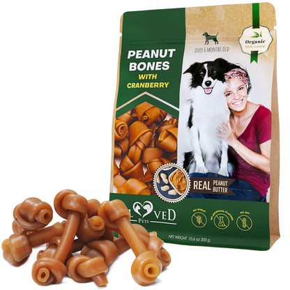 Peanut Butter Bones for Dogs Cranberry Rawhide-Free Chews