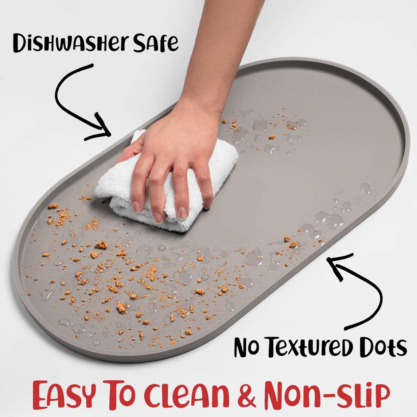 Dog Food Mat - Waterproof Dog Bowl Mat, Silicone Pet Mat for Food and Water Bowls, Nonslip Pet Feeding Mat with Edges, Dogs Food Mats for Floors, Puppy Supplies (Small, Dove)