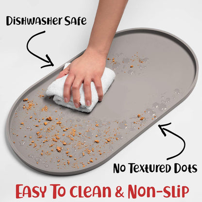 Dog Food Mat - Waterproof Dog Bowl Mat, Silicone Pet Mat for Food and Water Bowls, Nonslip Pet Feeding Mat with Edges, Dogs Food Mats for Floors, Puppy Supplies (Small, Dove)