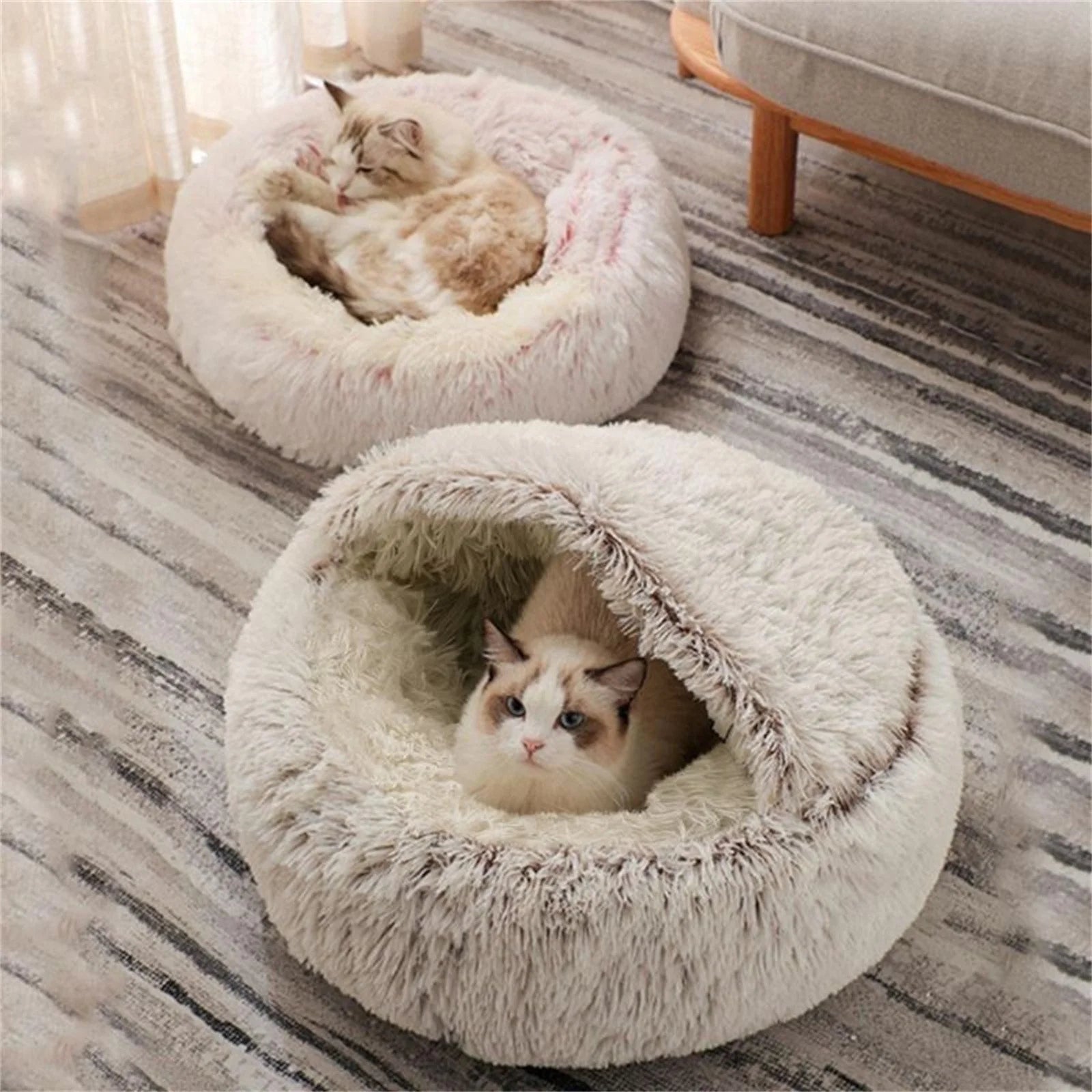Pet Beds for Cats Clearance,Dog round Winter Warm Sleeping Bag Plush Soft Pet Bed Calming Bed