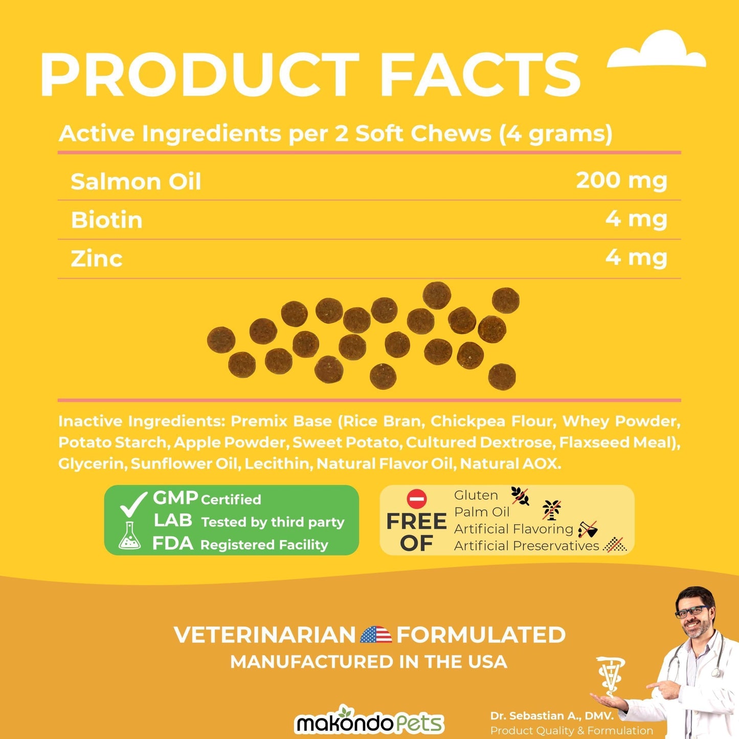 Omega-3 Fish Oil Chews for Dogs 120 Count Skin & Coat Shedding EPA & DHA