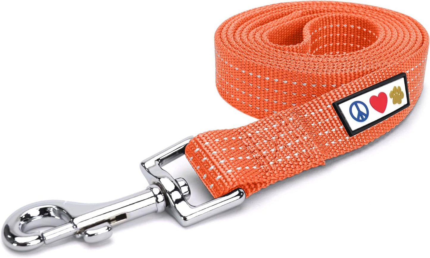 Reflective Orange Dog Leash - 6 Ft Durable Lightweight Lead for Medium & Large Dogs and Puppies