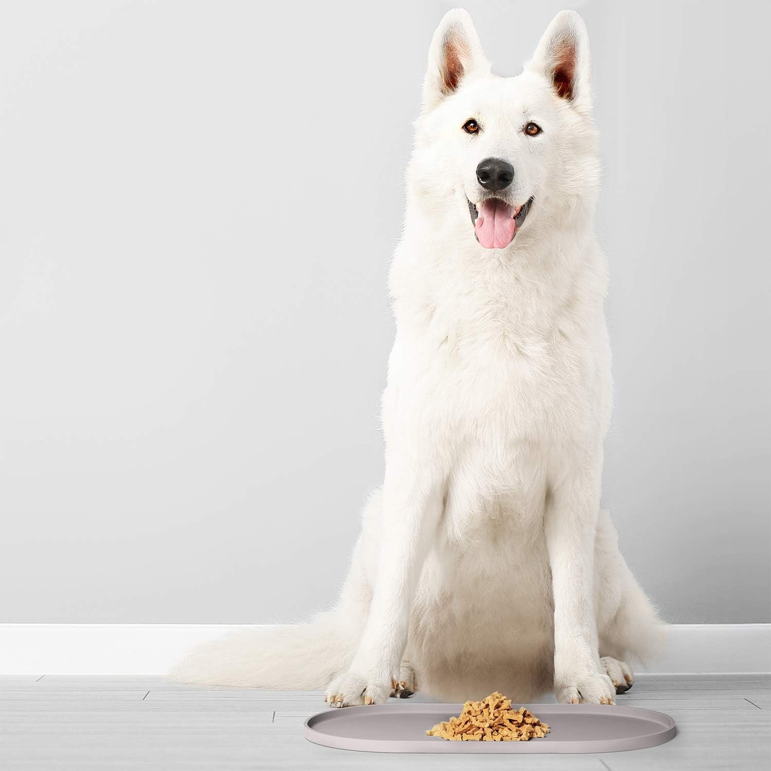Dog Food Mat - Waterproof Dog Bowl Mat, Silicone Pet Mat for Food and Water Bowls, Nonslip Pet Feeding Mat with Edges, Dogs Food Mats for Floors, Puppy Supplies (Small, Dove)