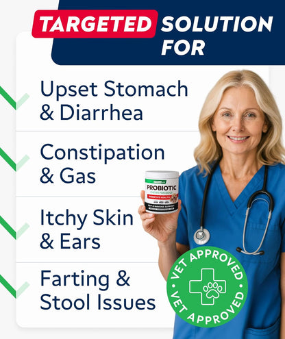 Probiotic Chews for Dogs - Digestive Enzymes & Fiber - Diarrhea, Constipation & Gut Health Relief - Prebiotic Formula